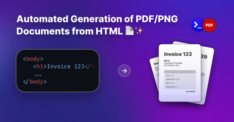 Image showing a PDF invoices being generated from HTML code