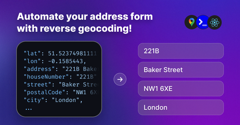 Image showing a form being autocompleted using reverse geocoding